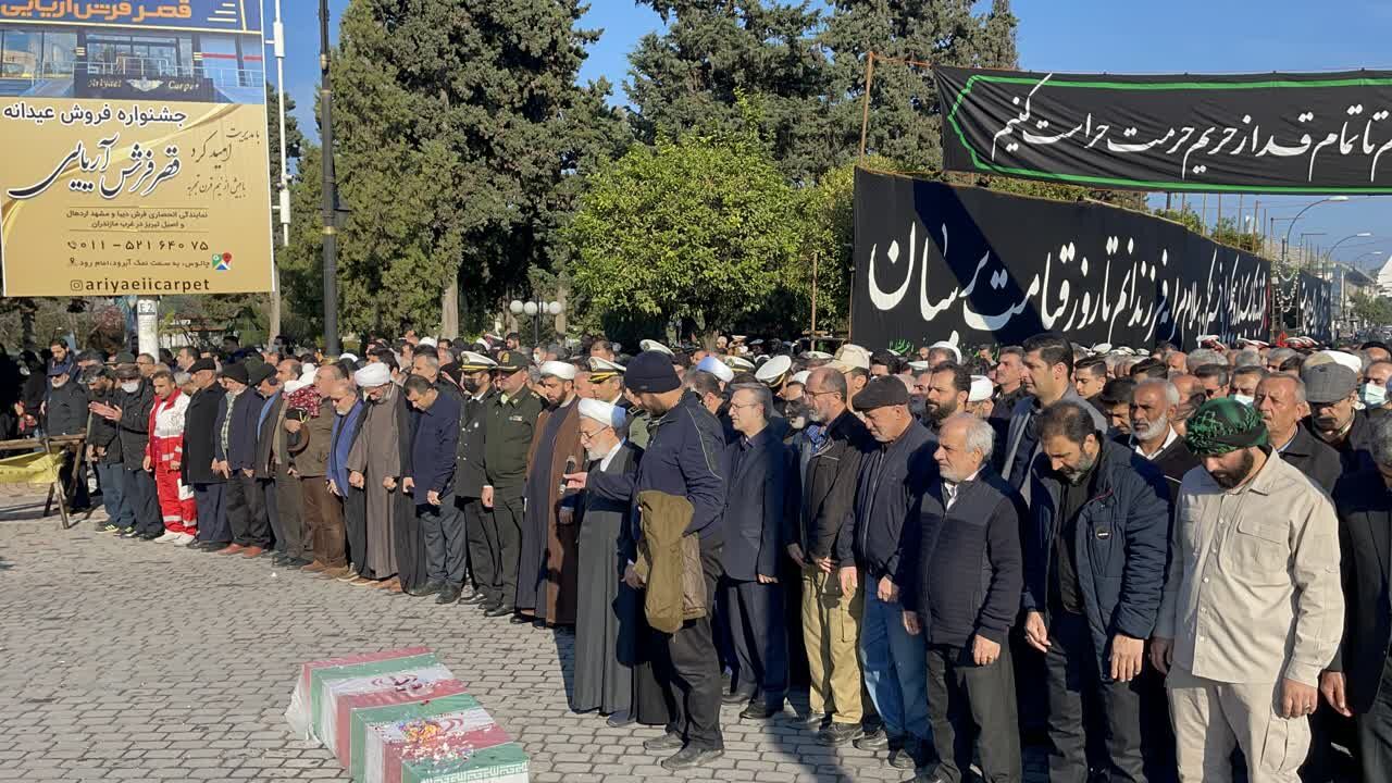 آیین تشییع پیکر مطهر سه شهید خوشنام در غرب مازندران برگزار شد